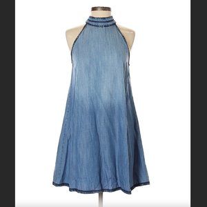 Bella Dahl Tencel Casual High Neck Keyhole Back Sleeveless Jean Look Dress $178
